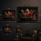 Bruno Fernandes framed sports memorabilia size guide featuring small to extra large football wall art options.