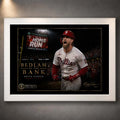White framed Bryce Harper baseball wall art featuring the Bedlam at the Bank 2022 postseason tribute.