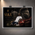 Unframed Bukayo Saka England sports art print featuring bold football imagery and limited edition sports prints.
