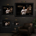 Cal Ripken Jr. wall art size guide showing Small, Medium, Large and X Large framed dimensions.