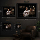 Cal Ripken Jr. wall art size guide showing Small, Medium, Large and X Large framed dimensions.