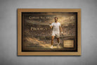 Carlos Alcaraz tennis artwork displayed in an oak frame, blending classic warmth with action detail in refined sports wall art.