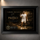 Carlos Alcaraz tennis wall art in black frame, a limited edition sports print for collectors and tennis fans.