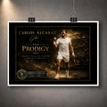 Unframed Carlos Alcaraz tennis wall art print with dramatic court energy for collectors and tennis fans.