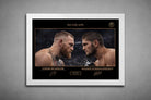 White frame presentation of No Escape rivalry featuring Conor McGregor and Khabib Nurmagomedov, framed sports art for display.