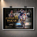 Unframed Toby Price wall art design featuring the Conquer The Dakar motorsport tribute for rally fans.