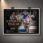 Unframed Toby Price wall art design featuring the Conquer The Dakar motorsport tribute for rally fans.