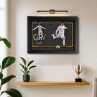 CR7 Cristiano Ronaldo framed artwork styled in a modern man cave display.