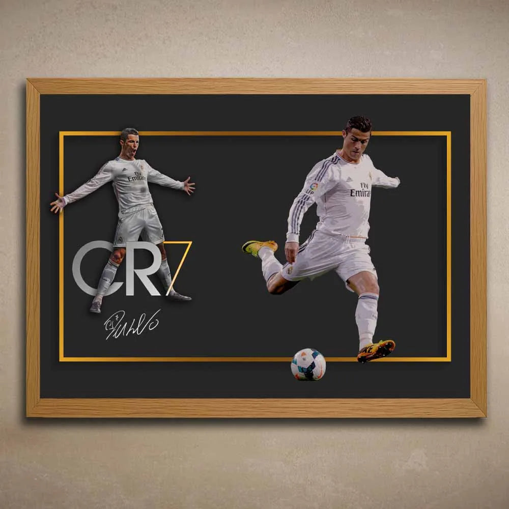 Cristiano Ronaldo CR7 oak frame collector series wall art.