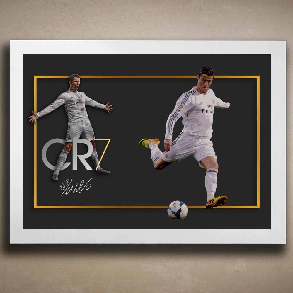 Cristiano Ronaldo CR7 white frame collector series wall art.