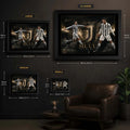 Cristiano Ronaldo Siuuu framed wall art size guide showing S, M, L and XL options in centimetres and inches