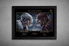 Sydney Crosby vs Alex Ovechkin face-off artwork in black frame, intense NHL rivalry captured as premium sports collectibles