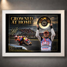 White framed Casey Stoner wall art showing the Crowned at Home Phillip Island MotoGP tribute.
