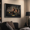 Daniel Ricciardo Shoey Era wall art displayed in a modern living room for collectors of Formula 1 podium moments.