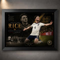Declan Rice England soccer wall art in a black frame, featuring the 95th-minute Swiss knockout match artwork.
