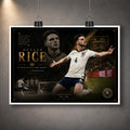 Declan Rice England soccer wall art shown as an unframed print with a clean white border.