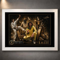Dennis Lillee cricket wall art presented in a clean white frame with limited-edition collector detail.