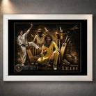 Dennis Lillee cricket wall art presented in a clean white frame with limited-edition collector detail.