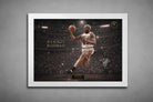 White framed Dennis Rodman NBA wall art capturing an iconic Chicago Bulls moment, designed as premium sports wall art for collectors.
