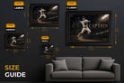 Derek Jeter sports wall art size guide showing framed print dimensions from small to extra large for perfect man cave wall décor