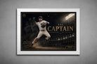 Derek Jeter The Captain artwork in white frame featuring 2001 ALDS Flip Play, clean and bold framed sports art for modern interiors