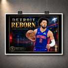 Unframed Cade Cunningham basketball wall art featuring the Detroit Reborn collector design.