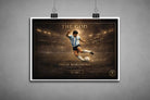 Diego Maradona unframed sports art print highlighting Argentina 1986 iconic strike with detailed stadium background and collector appeal.