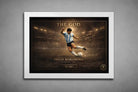 Diego Maradona Argentina 1986 white frame sports wall art with clean modern look, capturing legendary moment in premium display style.