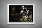Diego Maradona white framed sports wall art capturing the iconic Hand of God moment in premium detail.