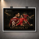 Dominik Szoboszlai Liverpool FC unframed soccer wall art print clipped against a grey wall backdrop.