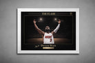 White-framed Dwyane Wade sports wall art showcasing “The Flash” limited edition arena scene.