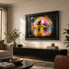Ellyse Perry framed sports art displayed in a premium living room, styled as collectible cricket wall décor.