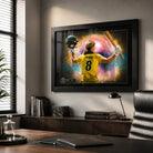 Ellyse Perry framed cricket wall art displayed in a refined office, celebrating an Australian sporting legend.