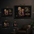 Erling Haaland framed sports memorabilia size guide displaying small to extra large wall art dimensions.