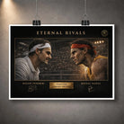 Unframed Federer vs Nadal Eternal Rivals tennis art print, limited edition sports prints made for true fans.
