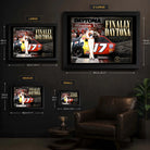 Darrell Waltrip NASCAR wall art size guide with framed size dimensions.