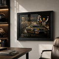 For Brock Bathurst 2006 sports wall art in a black frame styled in a premium office for Bathurst fans.