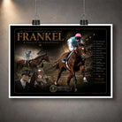 Unframed Frankel horse racing wall art featuring the unbeaten champion in a dark collector-style racing composition.