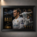 Gareth Bale Real Madrid sports wall art in a black frame with premium football poster styling.