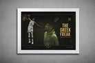 Giannis Antetokounmpo “The Greek Freak” unframed NBA sports wall art print, landscape wall decor by Sports Cave
