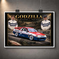 Unframed Jim Richards and Mark Skaife Godzilla motorsport wall art featuring the Nissan Skyline GT-R design.