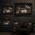 Greg Murphy Bathurst wall art size guide showing framed options for limited edition motorsport collectors.