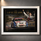 White framed Greg Murphy Bathurst wall art featuring the Lap of the Gods moment for motorsport collectors.