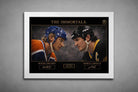 Wayne Gretzky vs. Mario Lemieux premium sports wall art in a white frame, showcasing the legendary hockey duel.