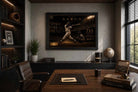 Hank Aaron 715 home run framed sports memorabilia styled in office space with refined baseball décor and premium finish