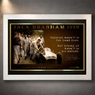Jack Brabham 1959 motor racing wall art shown in a white frame with the collector print visible.