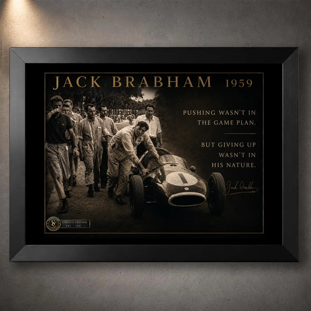 Jack Brabham Pushing His Own Car Wall Art