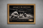 Jackie Robinson iconic steal of home artwork in oak frame, vintage baseball moment as framed sports memorabilia piece