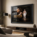 Jalen Brunson Knicks NBA wall art displayed in a modern living room lifestyle scene for serious basketball fans.