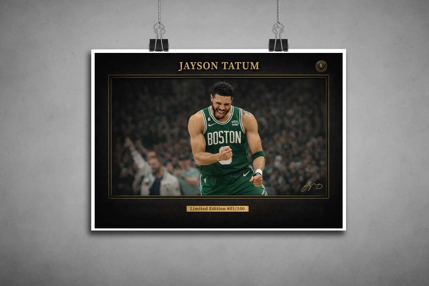 Unframed Jayson Tatum Boston Celtics poster print showing limited edition design, premium sports art prints for NBA fans.